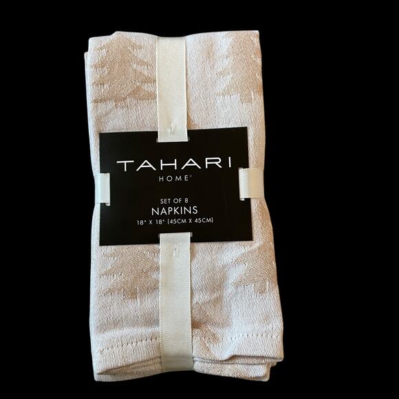 Tahari Christmas Tree Dinner Napkins 18x18 Set of 8 Pink Holiday Shimmer New - Picture 14 of 15